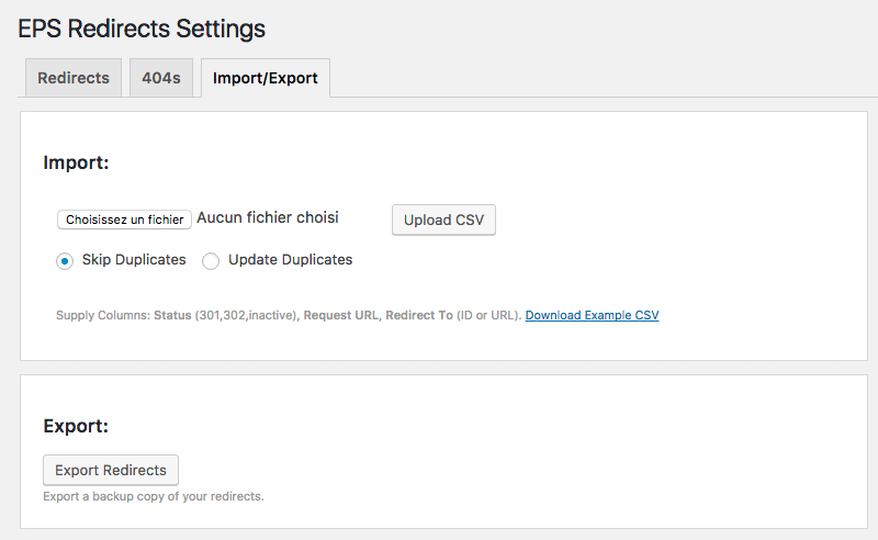 Eggplant 301 Redirects Import/Export