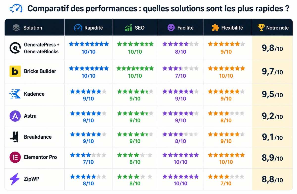 comparatif performance