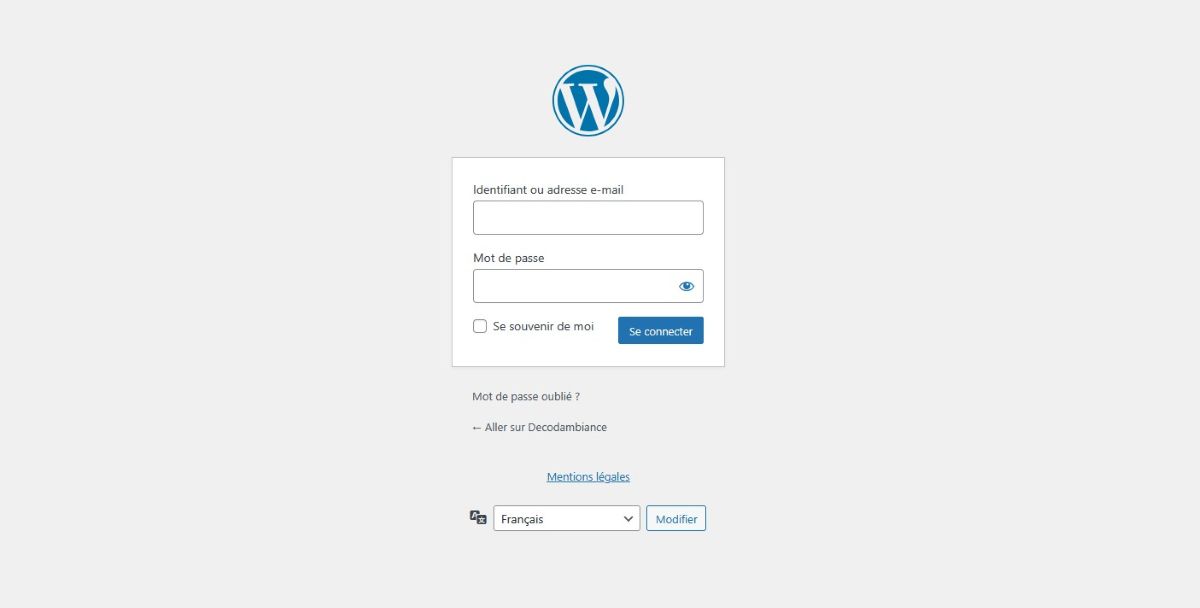 premiere connexion interface wordpress